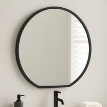 Black Ellara Round 914 x 711mm Iron Bathroom Mirror